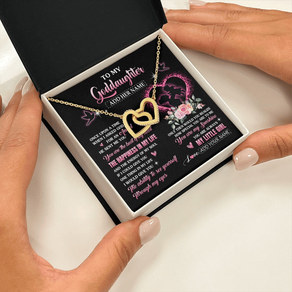 Interlocking Hearts Necklace 18K Yellow Gold Finish | 2 | Personalized To My Goddaughter From Godmother Necklace Once Upon A Time Birthday Graduation Gifts For Goddaughter Gifts Christmas Custom Gift Box Message Card | teecentury.myshopify