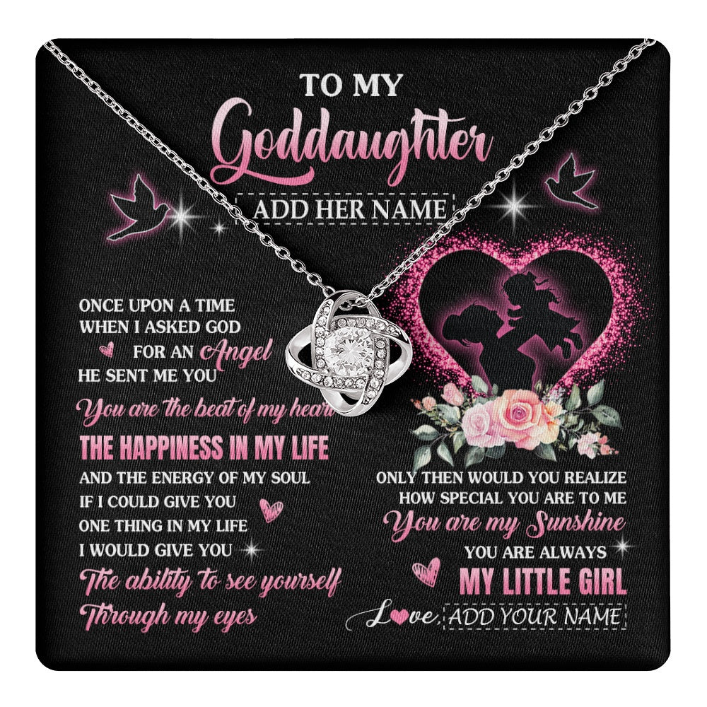 Love Knot Necklace 14K White Gold Finish | 1 | Personalized To My Goddaughter From Godmother Necklace Once Upon A Time Birthday Graduation Gifts For Goddaughter Gifts Christmas Custom Gift Box Message Card | teecentury.myshopify