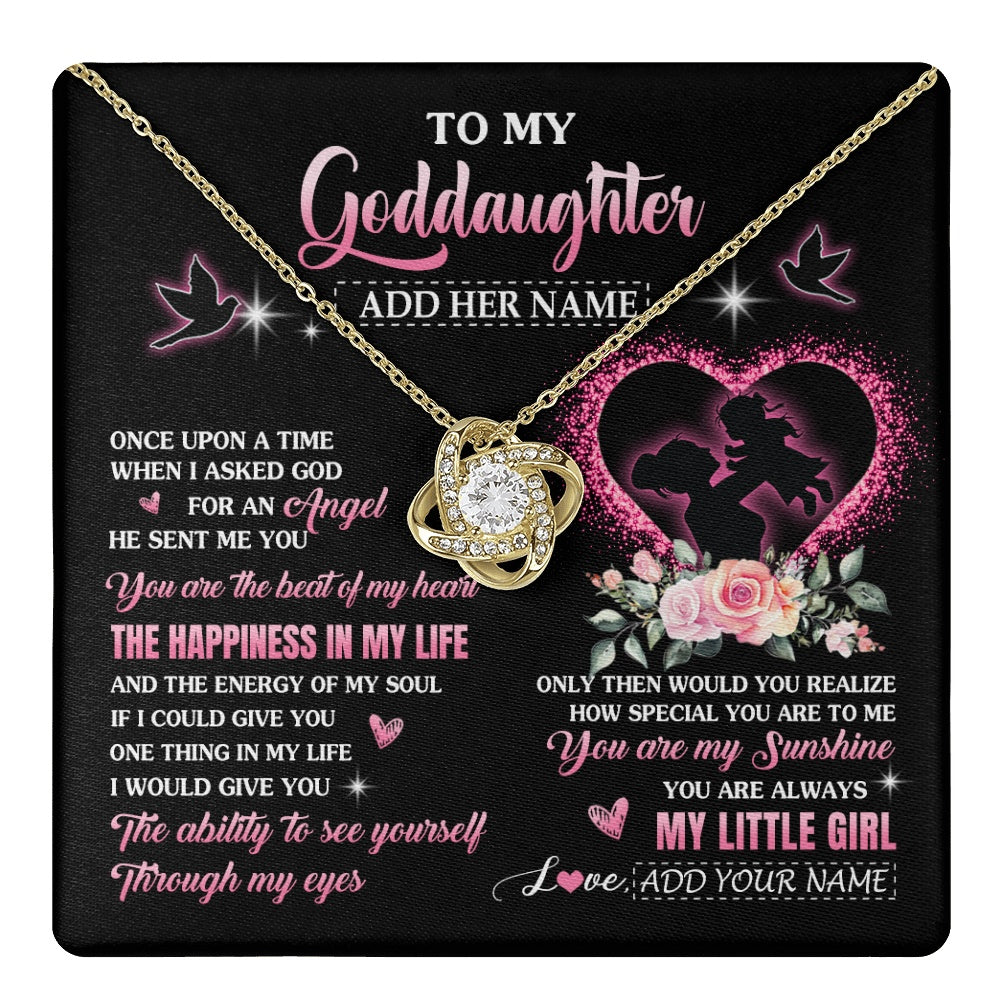 Love Knot Necklace 18K Yellow Gold Finish | 1 | Personalized To My Goddaughter From Godmother Necklace Once Upon A Time Birthday Graduation Gifts For Goddaughter Gifts Christmas Custom Gift Box Message Card | teecentury.myshopify
