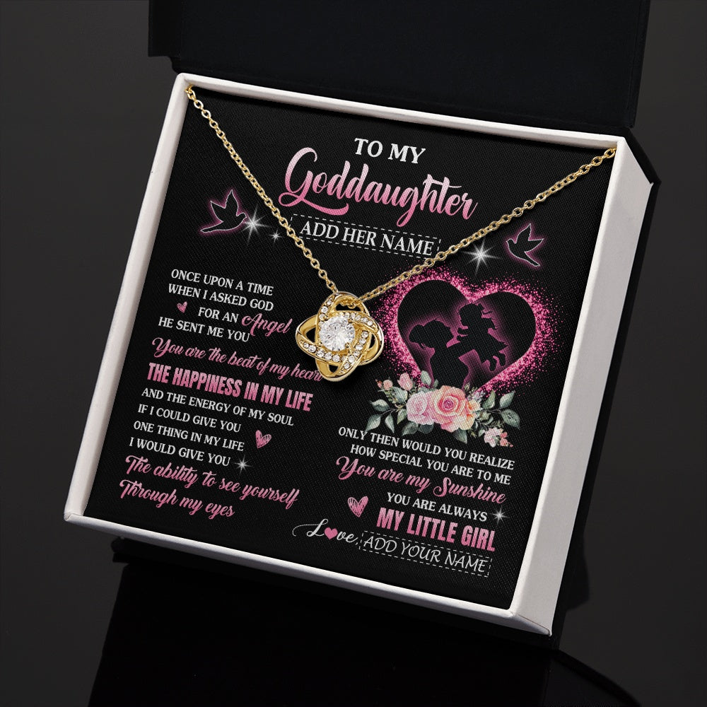 Love Knot Necklace 18K Yellow Gold Finish | 2 | Personalized To My Goddaughter From Godmother Necklace Once Upon A Time Birthday Graduation Gifts For Goddaughter Gifts Christmas Custom Gift Box Message Card | teecentury.myshopify