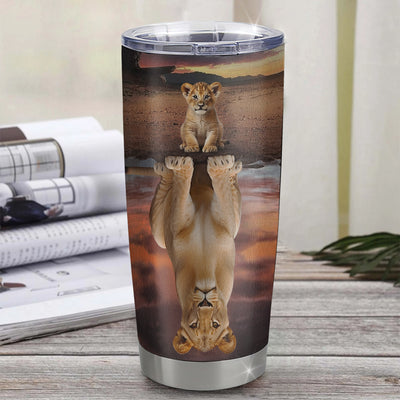 Personalized To My Goddaughter From Godmother Stainless Steel Tumbler Cup I Wish You The Strength Lion Goddaughter Birthday Graduation Christmas Travel Mug | teecentury