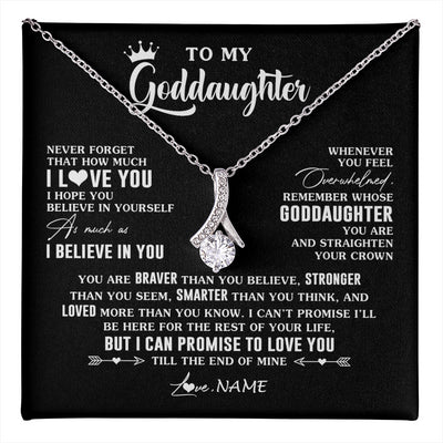 Alluring Beauty Necklace 14K White Gold Finish | 1 | Personalized To My Goddaughter Gifs From Godmother Necklace How Much I Love You Goddaughter Birthday Graduation Christmas Customized Gift Box Message Card | teecentury