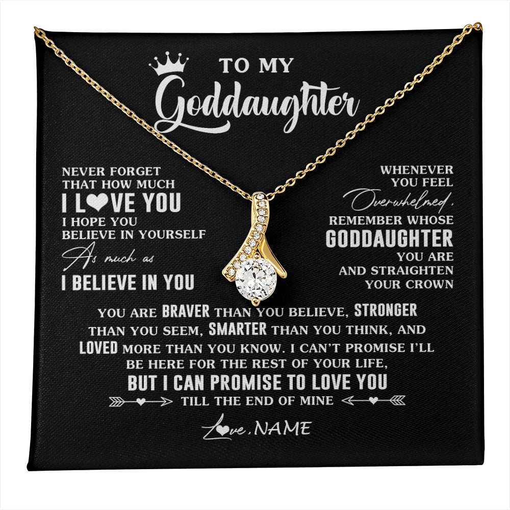 Alluring Beauty Necklace 18K Yellow Gold Finish | 1 | Personalized To My Goddaughter Gifs From Godmother Necklace How Much I Love You Goddaughter Birthday Graduation Christmas Customized Gift Box Message Card | teecentury