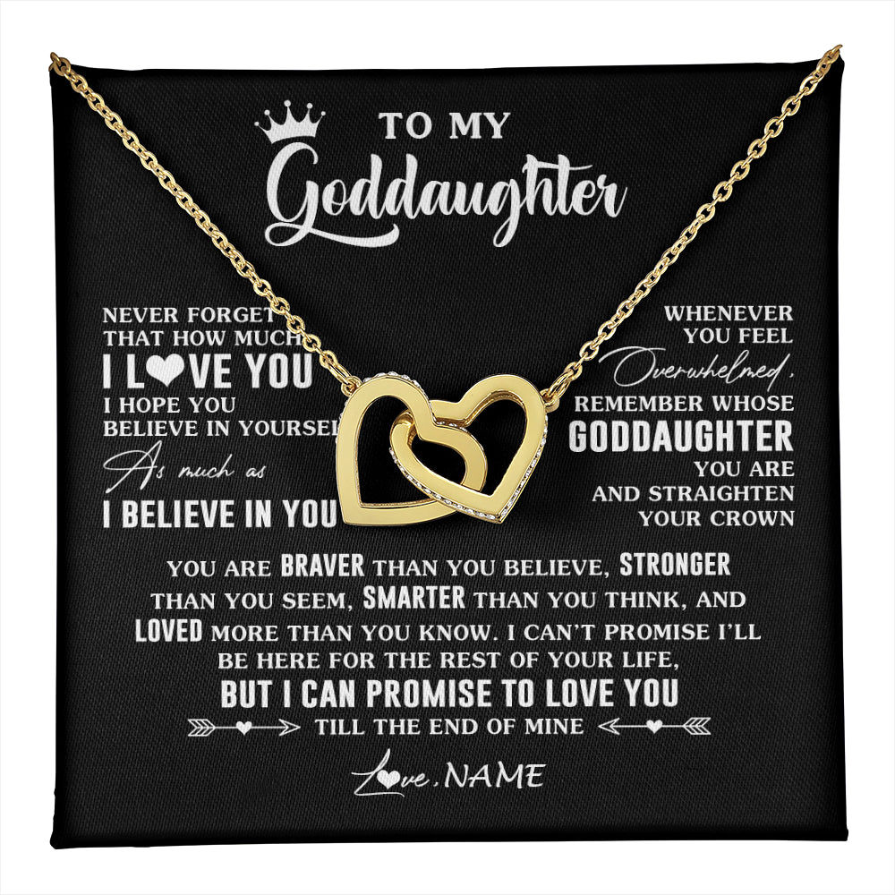 Interlocking Hearts Necklace 18K Yellow Gold Finish | 1 | Personalized To My Goddaughter Gifs From Godmother Necklace How Much I Love You Goddaughter Birthday Graduation Christmas Customized Gift Box Message Card | teecentury