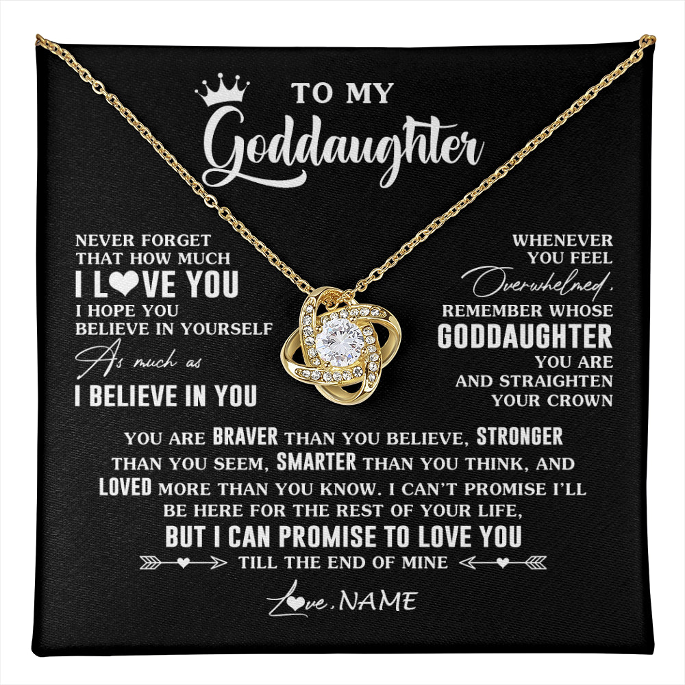 Love Knot Necklace 18K Yellow Gold Finish | 1 | Personalized To My Goddaughter Gifs From Godmother Necklace How Much I Love You Goddaughter Birthday Graduation Christmas Customized Gift Box Message Card | teecentury