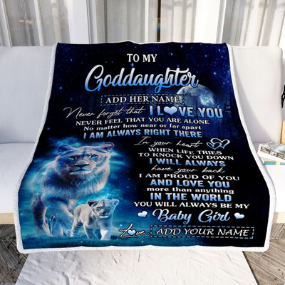Personalized To My Goddaughter Gift Blanket From Godmother Never Feel That You Are Alone Lion Goddaughter Birthday Graduation Christmas Fleece Throw Blanket | teecentury