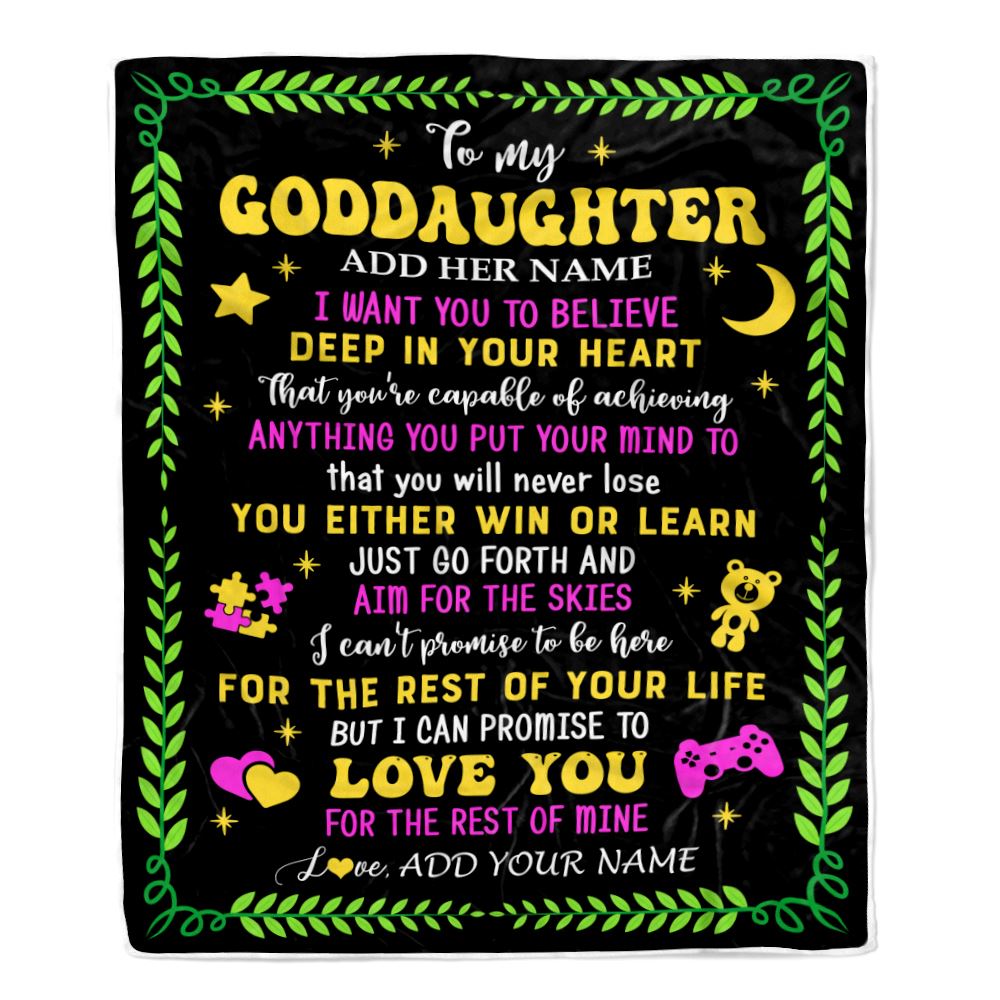 Personalized To My Goddaughter Gift Blanket From Godmother Uncle Letter Sleep Cute Goddaughter Birthday Idea Graduation Christmas Customized Fleece Throw Blanket | teecentury