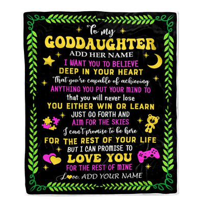 Personalized To My Goddaughter Gift Blanket From Godmother Uncle Letter Sleep Cute Goddaughter Birthday Idea Graduation Christmas Customized Fleece Throw Blanket | teecentury