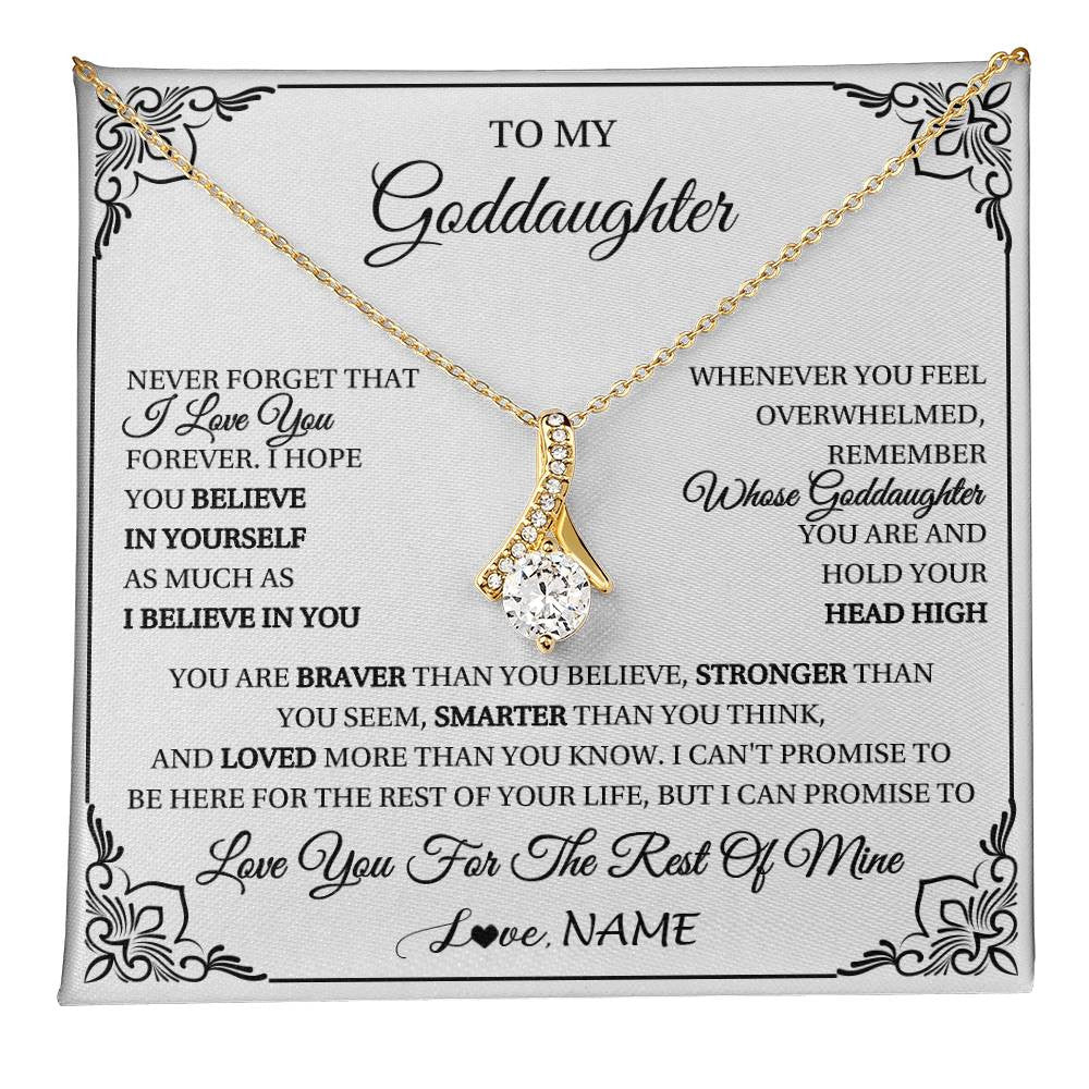 Alluring Beauty Necklace 18K Yellow Gold Finish | 1 | Personalized To My Goddaughter Gift Necklace From Godmother Uncle I Love You Believe In You Goddaughter Birthday Christmas Customized Gift Box Message Card | teecentury
