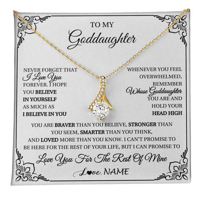 Alluring Beauty Necklace 18K Yellow Gold Finish | 1 | Personalized To My Goddaughter Gift Necklace From Godmother Uncle I Love You Believe In You Goddaughter Birthday Christmas Customized Gift Box Message Card | teecentury