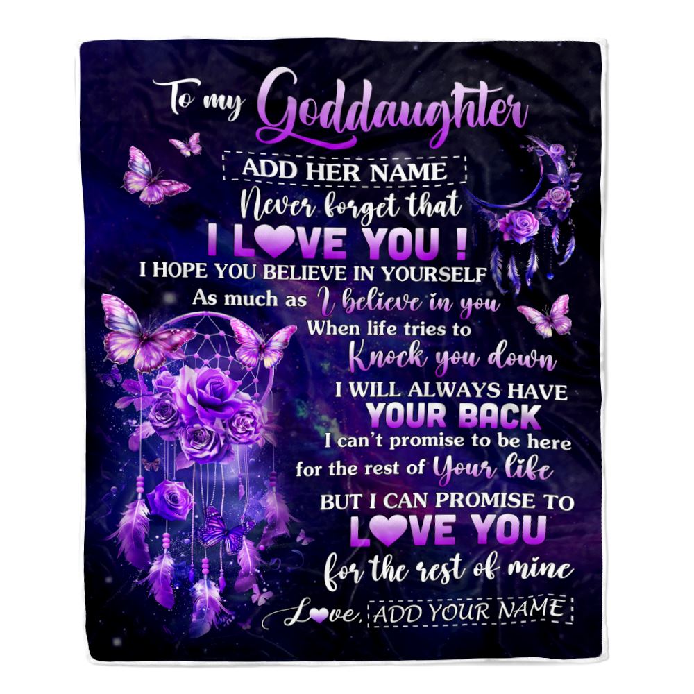 Personalized To My Goddaughter Gifts Blanket From Aunt Floral Butterfly Love You Goddaughter Birthday Gifts Graduation Christmas Customized Fleece Blanket | teecentury
