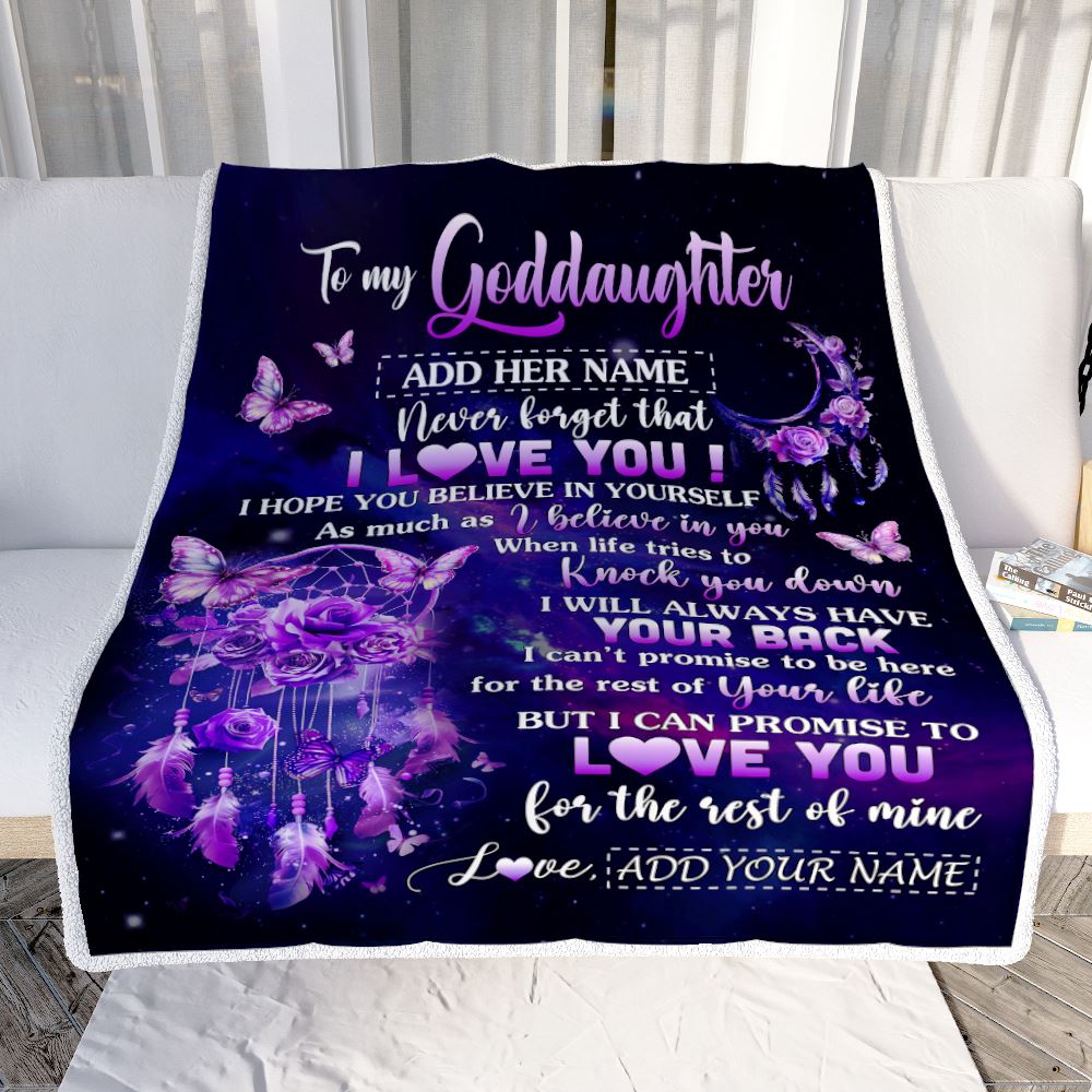 Personalized To My Goddaughter Gifts Blanket From Aunt Floral Butterfly Love You Goddaughter Birthday Gifts Graduation Christmas Customized Fleece Blanket | teecentury