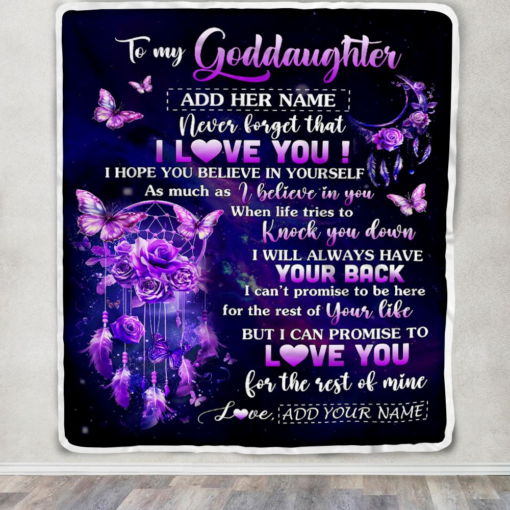 Personalized To My Goddaughter Gifts Blanket From Aunt Floral Butterfly Love You Goddaughter Birthday Gifts Graduation Christmas Customized Fleece Blanket | teecentury