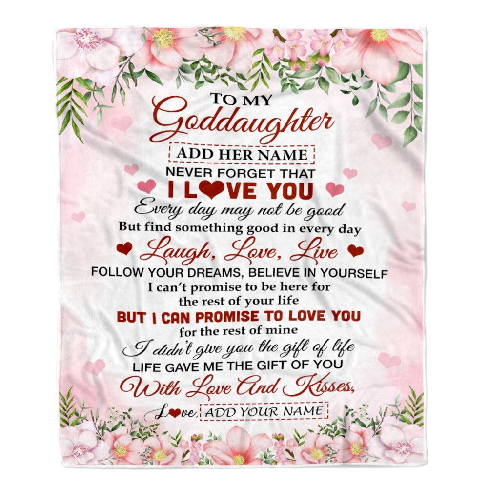 Personalized To My Goddaughter Gifts Blanket From Aunt Floral I Love You Birthday Gifts For Goddaughter Graduation Christmas Customized Fleece Throw Blanket | teecentury