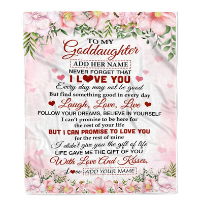 Personalized To My Goddaughter Gifts Blanket From Aunt Floral I Love You Birthday Gifts For Goddaughter Graduation Christmas Customized Fleece Throw Blanket | teecentury