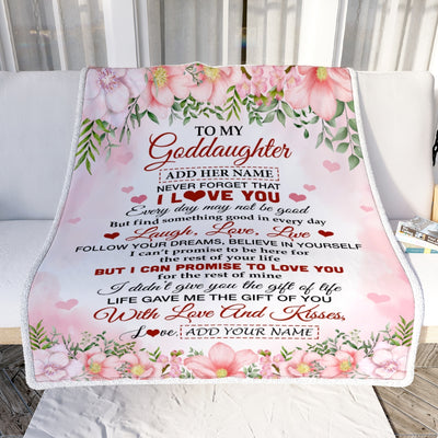 Personalized To My Goddaughter Gifts Blanket From Aunt Floral I Love You Birthday Gifts For Goddaughter Graduation Christmas Customized Fleece Throw Blanket | teecentury