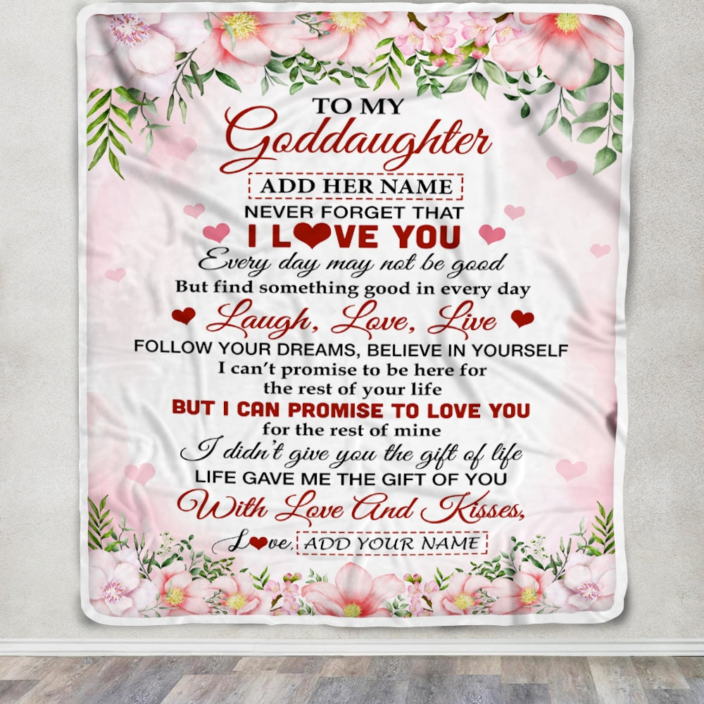 Personalized To My Goddaughter Gifts Blanket From Aunt Floral I Love You Birthday Gifts For Goddaughter Graduation Christmas Customized Fleece Throw Blanket | teecentury