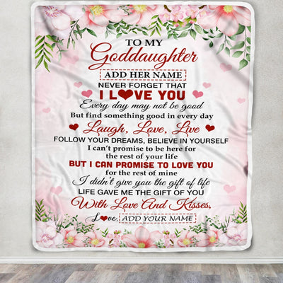 Personalized To My Goddaughter Gifts Blanket From Aunt Floral I Love You Birthday Gifts For Goddaughter Graduation Christmas Customized Fleece Throw Blanket | teecentury