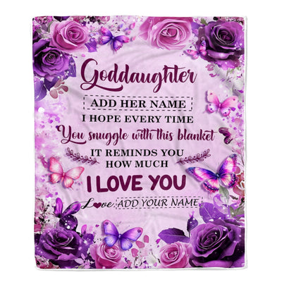 Personalized To My Goddaughter Gifts Blanket From Aunt Purple Floral Birthday Gifts For Goddaughter Graduation Christmas Custom Fleece Throw Blanket | teecentury