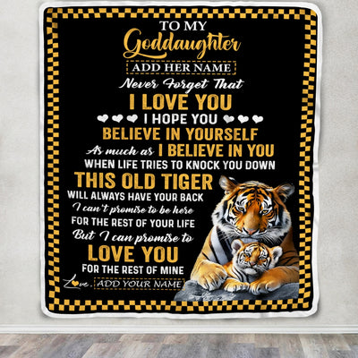 Personalized To My Goddaughter Gifts Blanket From Aunt Uncle This Old Tiger Love You Goddaughter Birthday Gifts Graduation Christmas Customized Fleece Blanket | teecentury
