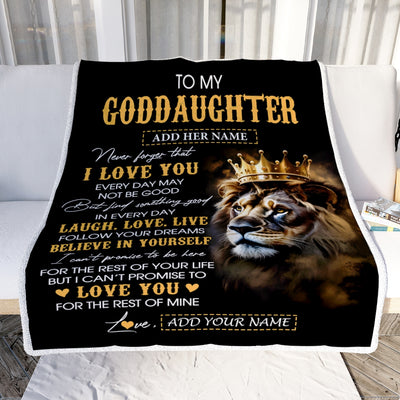 Personalized To My Goddaughter Gifts Blanket From Godfather Aunt Laugh Love Live Lion Goddaughter Happy Birthday Gifts Graduation Christmas Fleece Blanket | teecentury