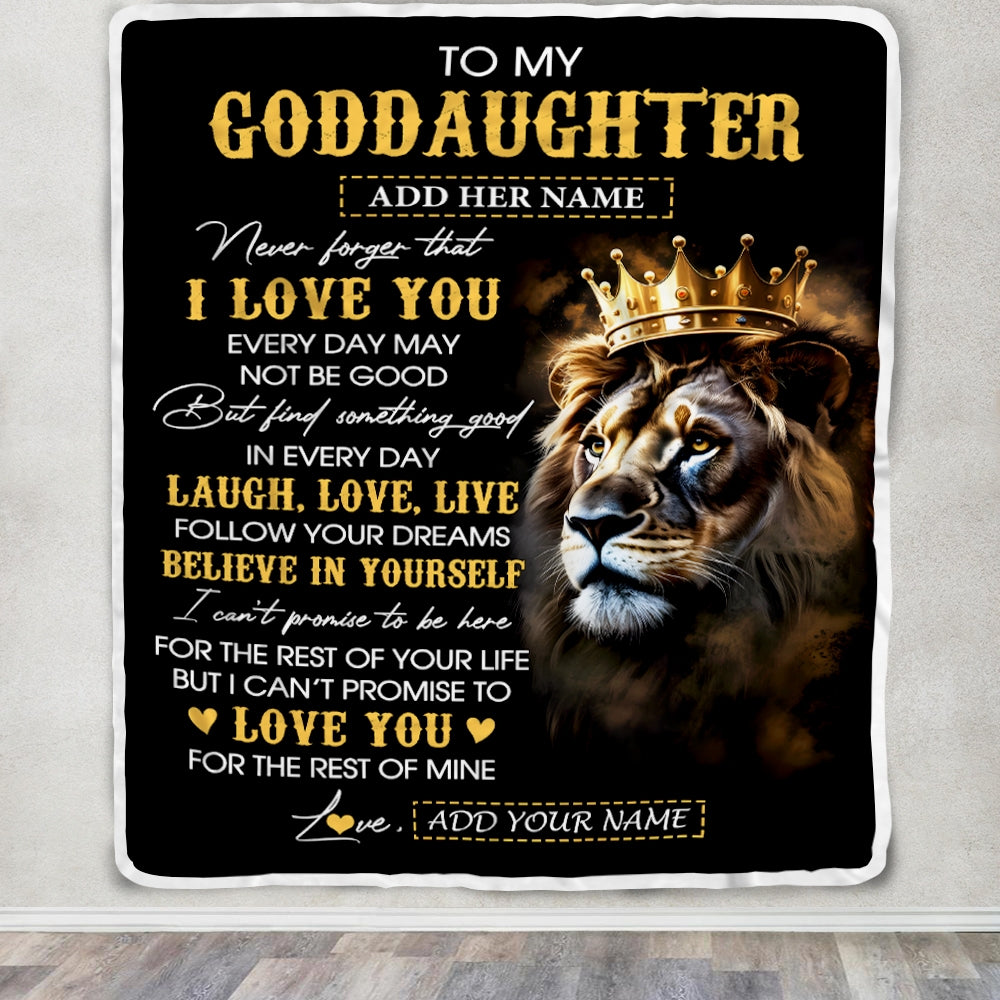 Personalized To My Goddaughter Gifts Blanket From Godfather Aunt Laugh Love Live Lion Goddaughter Happy Birthday Gifts Graduation Christmas Fleece Blanket | teecentury