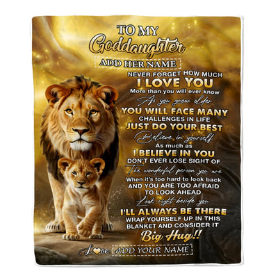 Personalized To My Goddaughter Gifts Blanket From Godfather Never Forget How Much I Love You Lion Goddaughter Birthday Gifts Christmas Custom Fleece Blanket | teecentury