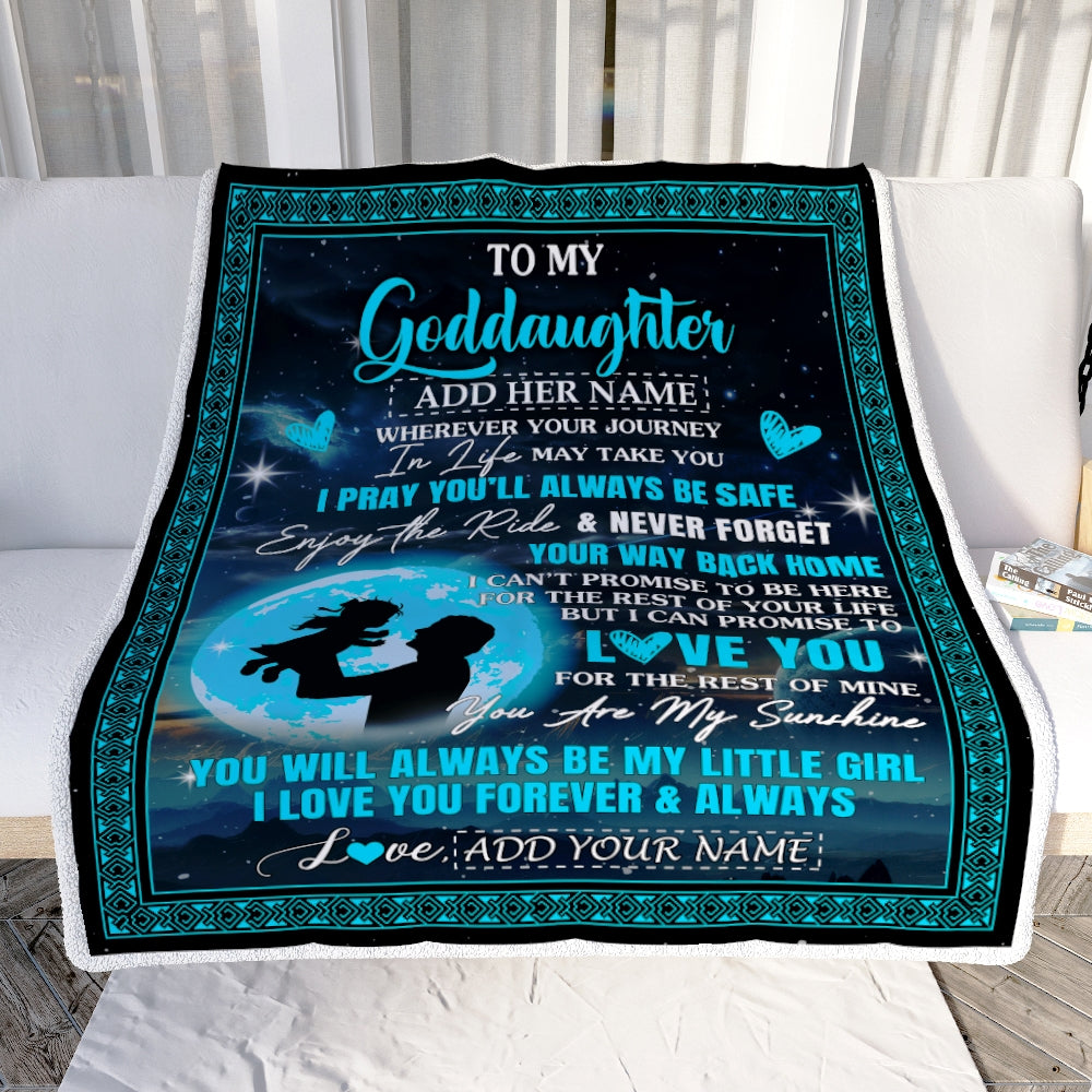 Personalized To My Goddaughter Gifts Blanket From Godfather Promise To Love You Gifts For Goddaughter Birthday Graduation Christmas Custom Fleece Blanket | teecentury