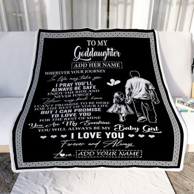 Personalized To My Goddaughter Gifts Blanket From Godfather Wherever Your Journey In Life Goddad Goddaughter Birthday Gifts Christmas Customized Fleece Blanket | teecentury
