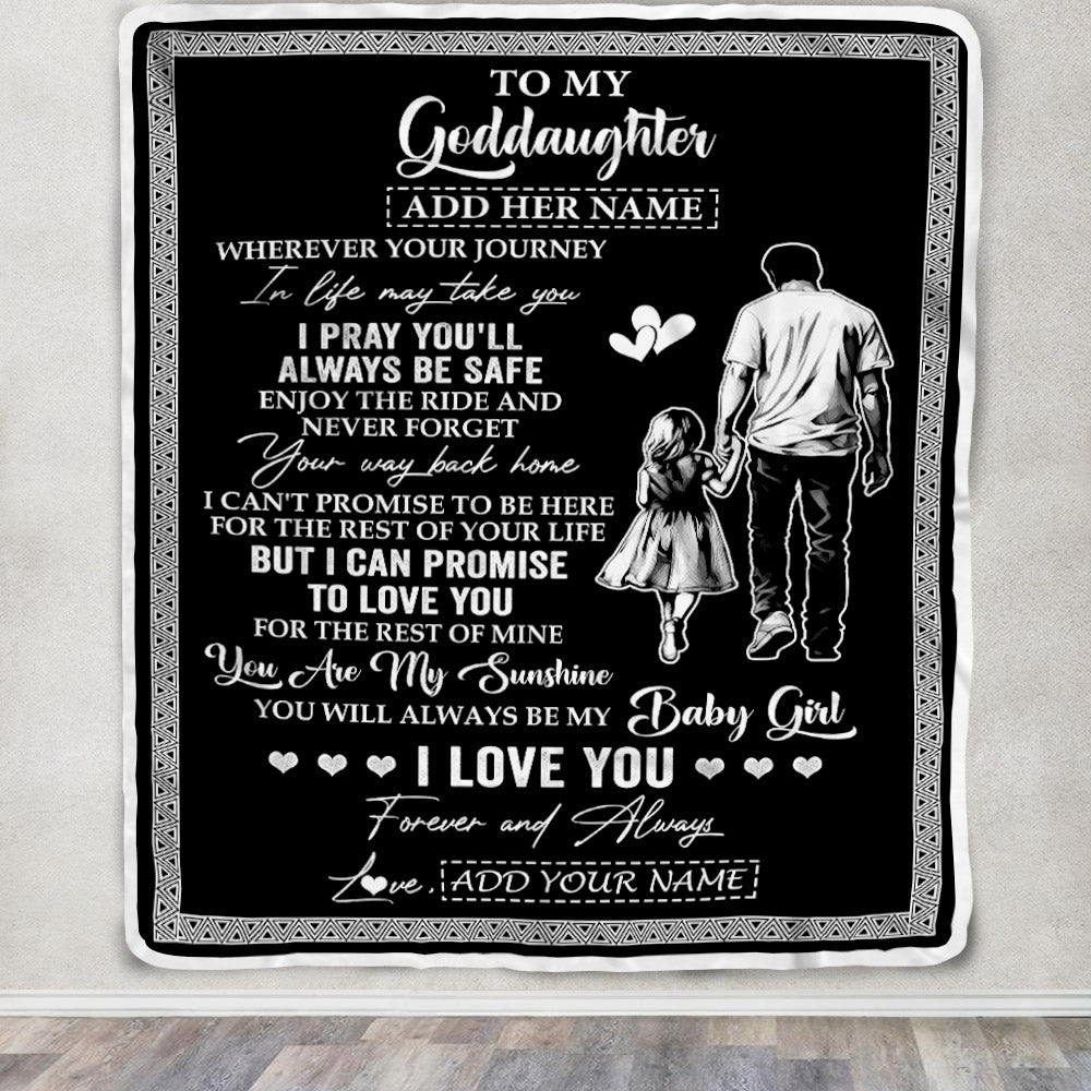 Personalized To My Goddaughter Gifts Blanket From Godfather Wherever Your Journey In Life Goddad Goddaughter Birthday Gifts Christmas Customized Fleece Blanket | teecentury