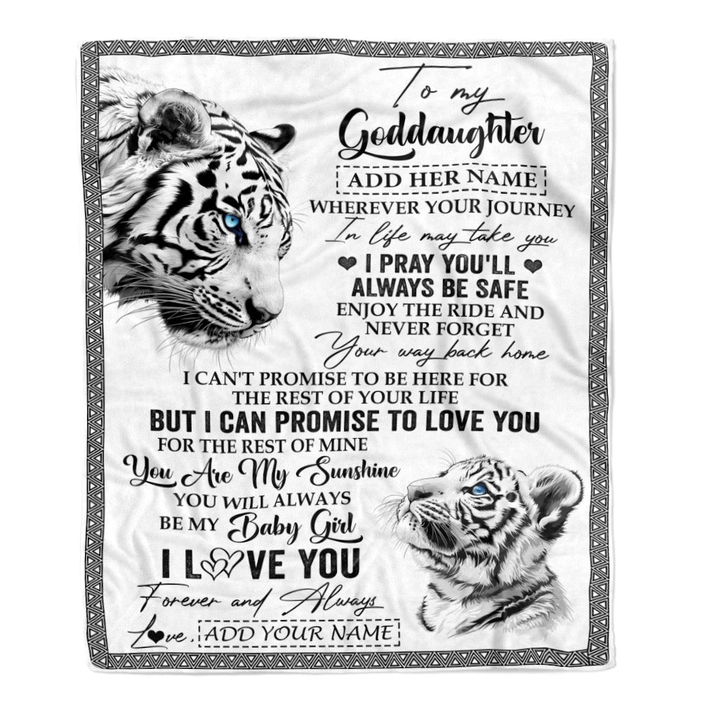 Personalized To My Goddaughter Gifts Blanket From Godmom Wherever Your Journey In Life White Tier Goddaughter Birthday Gifts Christmas Custom Fleece Blanket | teecentury