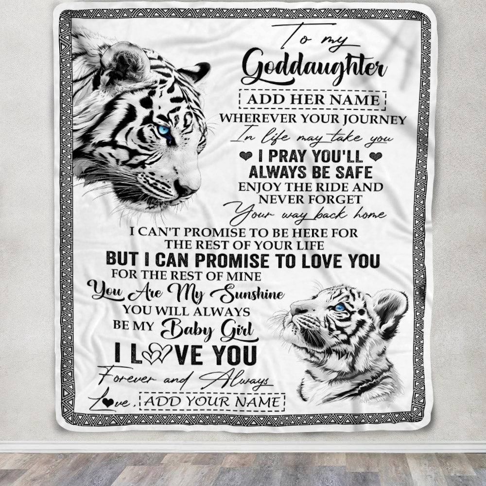 Personalized To My Goddaughter Gifts Blanket From Godmom Wherever Your Journey In Life White Tier Goddaughter Birthday Gifts Christmas Custom Fleece Blanket | teecentury