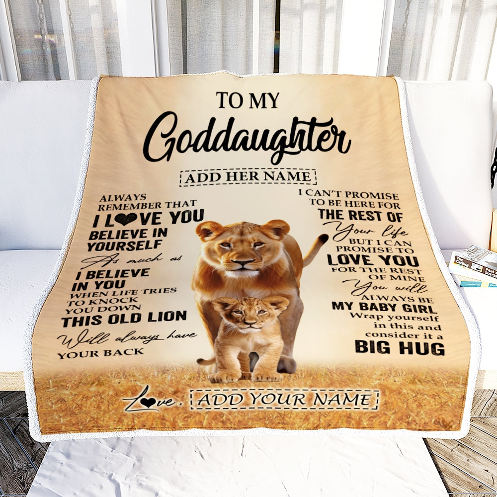 Personalized To My Goddaughter Gifts Blanket From Godmother Aunt Always Remember Lion Gifts For Goddaughter Birthday Graduation Christmas Fleece Blanket | teecentury