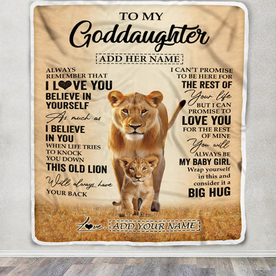 Personalized To My Goddaughter Gifts Blanket From Godmother Aunt Always Remember Lion Gifts For Goddaughter Birthday Graduation Christmas Fleece Blanket | teecentury