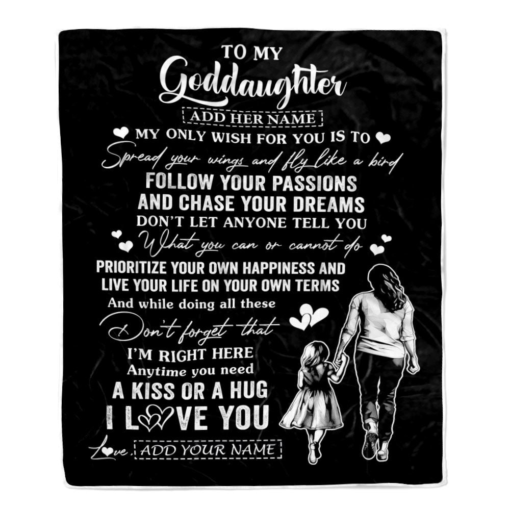 Personalized To My Goddaughter Gifts Blanket From Godmother Aunt My Only Wish For You Goddaughter Birthday Gifts Graduation Christmas Fleece Throw Blanket | teecentury