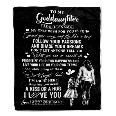 Personalized To My Goddaughter Gifts Blanket From Godmother Aunt My Only Wish For You Goddaughter Birthday Gifts Graduation Christmas Fleece Throw Blanket | teecentury