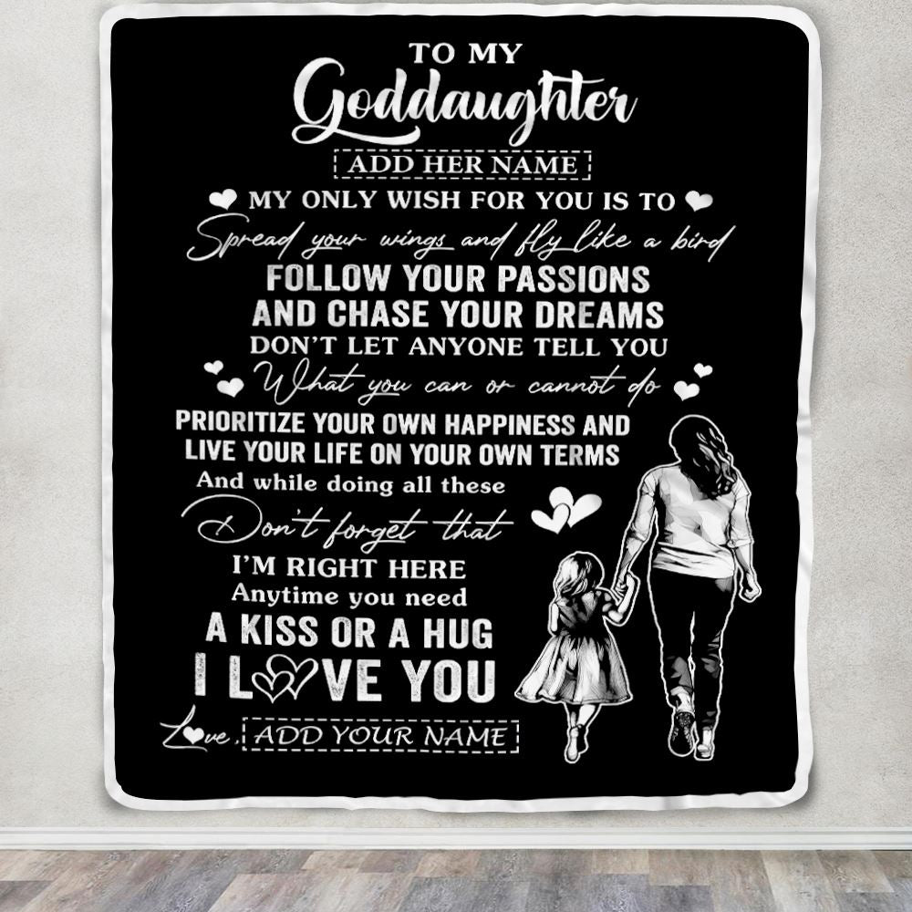 Personalized To My Goddaughter Gifts Blanket From Godmother Aunt My Only Wish For You Goddaughter Birthday Gifts Graduation Christmas Fleece Throw Blanket | teecentury