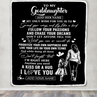 Personalized To My Goddaughter Gifts Blanket From Godmother Aunt My Only Wish For You Goddaughter Birthday Gifts Graduation Christmas Fleece Throw Blanket | teecentury