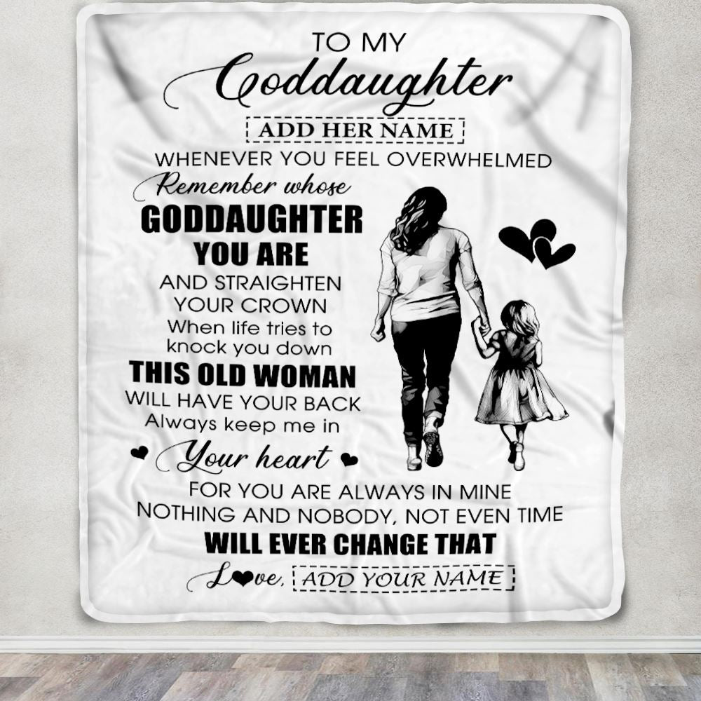 Personalized To My Goddaughter Gifts Blanket From Godmother Aunt Whenever Woman Unique Birthday Gifts For Goddaughter Graduation Christmas Fleece Blanket | teecentury