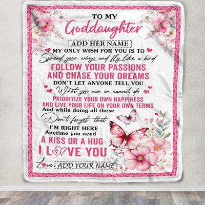 Personalized To My Goddaughter Gifts Blanket From Godmother Butterfly My Only Wish For You Goddaughter Birthday Gifts Graduation Christmas Fleece Blanket | teecentury