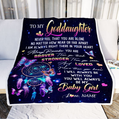 Personalized To My Goddaughter Gifts Blanket From Godmother Dream Catcher Butterfly Girl Goddaughter Birthday Graduation Christmas Customized Fleece Blanket | teecentury