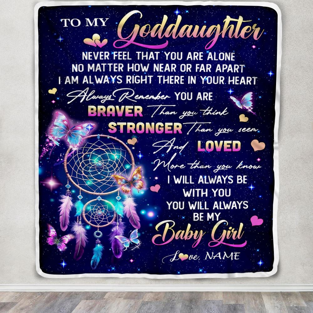 Personalized To My Goddaughter Gifts Blanket From Godmother Dream Catcher Butterfly Girl Goddaughter Birthday Graduation Christmas Customized Fleece Blanket | teecentury