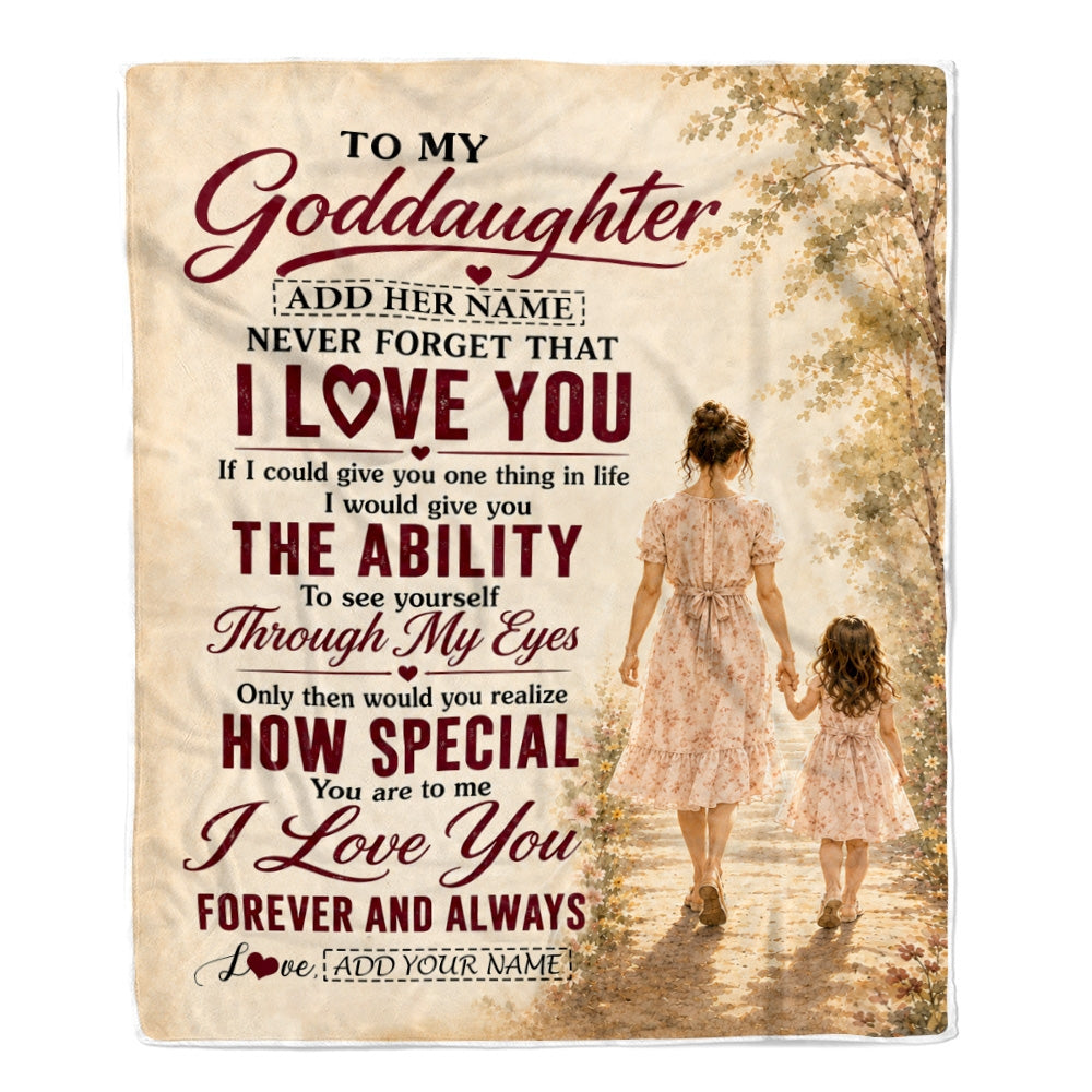 Personalized To My Goddaughter Gifts Blanket From Godmother Goddaughter Holding Hands Letter Birthday Gift Christmas Customized Bed Fleece Throw Blanket | teecentury