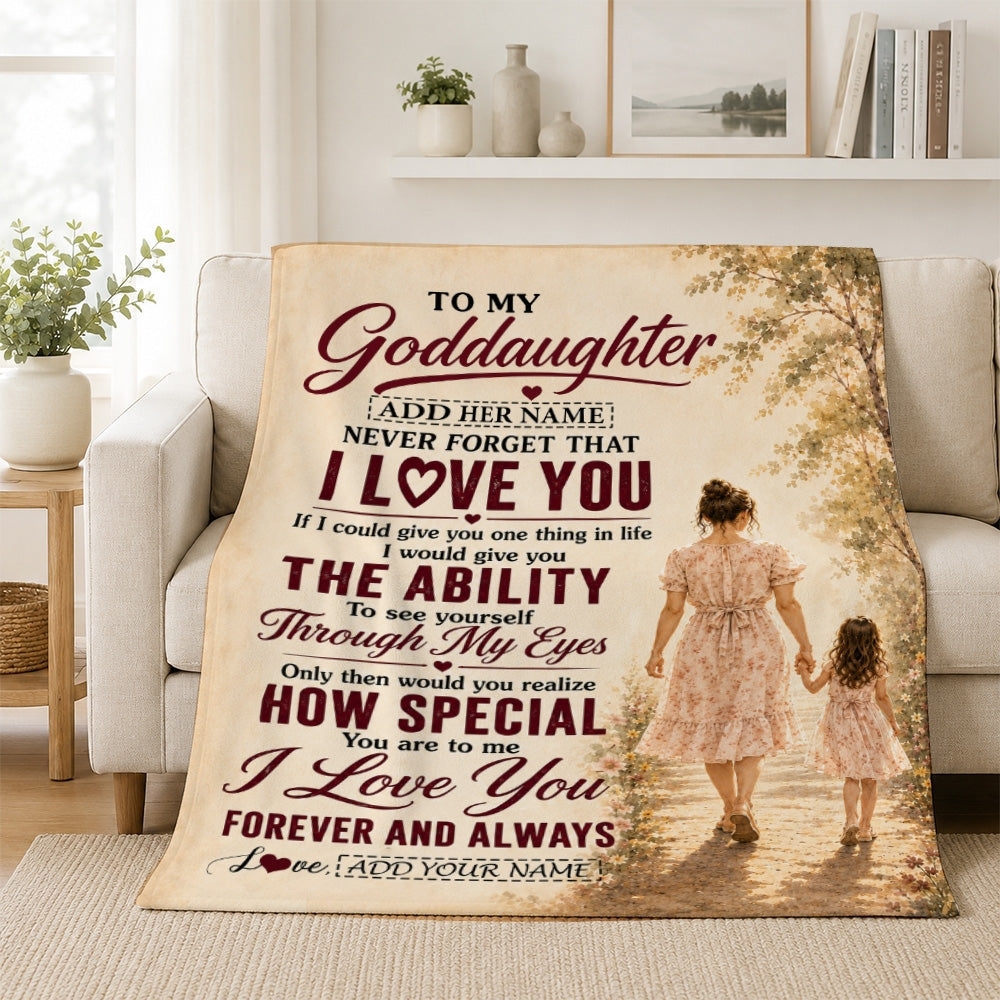 Personalized To My Goddaughter Gifts Blanket From Godmother Goddaughter Holding Hands Letter Birthday Gift Christmas Customized Bed Fleece Throw Blanket | teecentury
