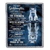 Personalized To My Goddaughter Gifts Blanket From Godmother Godfather I Wish You The Strength Wolf Goddaughter Birthday Gifts Christmas Fleece Blanket | teecentury