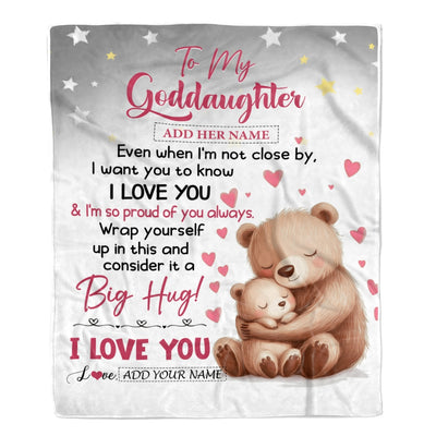 Personalized To My Goddaughter Gifts Blanket From Godmother Godfather Proud Of You Bear Goddaughter Gift For Birthday Graduation Christmas Fleece Blanket | teecentury
