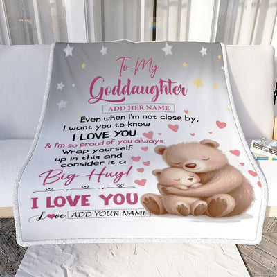 Personalized To My Goddaughter Gifts Blanket From Godmother Godfather Proud Of You Bear Goddaughter Gift For Birthday Graduation Christmas Fleece Blanket | teecentury