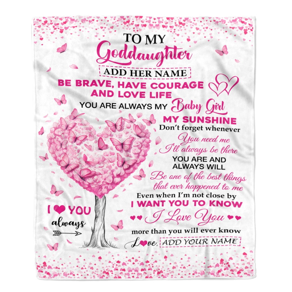 Personalized To My Goddaughter Gifts Blanket From Godmother Godfather Tree I Love You Always Goddaughter Birthday Gifts Mothers Day Christmas Fleece Blanket | teecentury