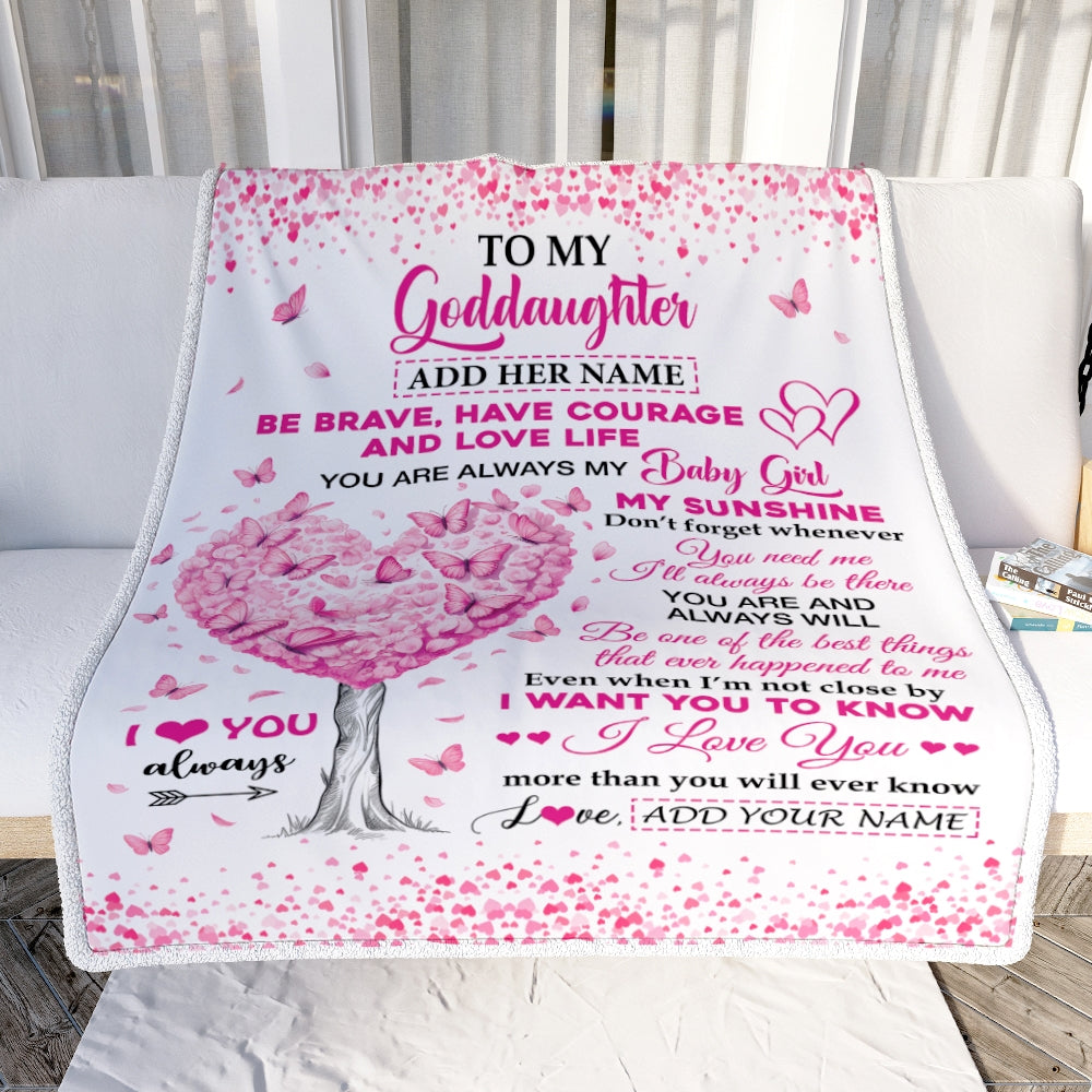 Personalized To My Goddaughter Gifts Blanket From Godmother Godfather Tree I Love You Always Goddaughter Birthday Gifts Mothers Day Christmas Fleece Blanket | teecentury