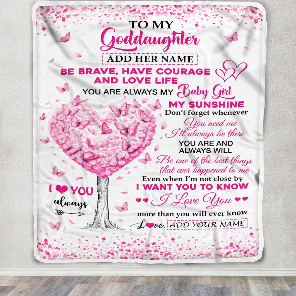Personalized To My Goddaughter Gifts Blanket From Godmother Godfather Tree I Love You Always Goddaughter Birthday Gifts Mothers Day Christmas Fleece Blanket | teecentury